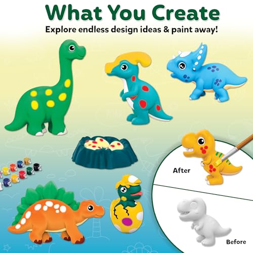 Image of Little Berry DIY Mould and Paint Kit for Kids: Dinosaurs Craft Kit | Make 6 Glow in The Dark Fridge Magnets | Painting Art & Craft Set for Girls & Boys 3-10 Years | DIY Kit for Kids | Gifting Toys