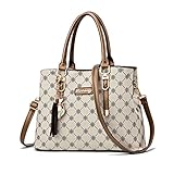 NICOLE & DORIS Borsa Mano Donna Borsa a Tracolla Borsa Donna Elegante Borse Tote Media Borse a Spalla in PU Pelle Borsetta da Giorno con Ciondolo Beige con Marrone