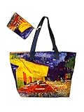 Desconocido Bolso Playa Piscina Pinturas Van Gogh, Klimt, con Regalo Bolsita para Movil Cremallera 56x36 cm (Azul-Amarillo), L