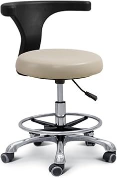 Dental Assistant Stool for Medical Use, with Adjustable Height PU Leather Seat Armrests and 360 Swivel
