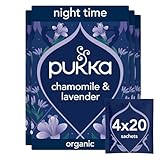 Pukka Herbs, Night Time Organic Herbal Sleep Tea Box, Chamomile, Lavender, Oat Flower, & Limeflower, Natural For Bedtime Relaxation, Caffeine Free, 4 Packs, 80 Plant Based Biodegradable Tea Bags