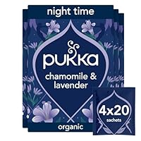 Pukka Herbs, Night Time Organic Herbal Sleep Tea Box, Chamomile, Lavender, Oat Flower, & Limeflower, Natural For Bedtime Relaxation, Caffeine Free, 4 Packs, 80 Plant Based Biodegradable Tea Bags
