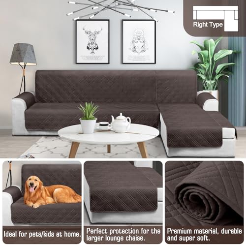 Image of TAOCOCO Waterproof Sectional Couch Covers L Shaped Sofa Covers Chaise Lounge Cover 3pcs Reversible Sofa Covers for Sectional Sofa Pet Kids Furniture Protector with Elastic Straps(X-Large, Chocolate)