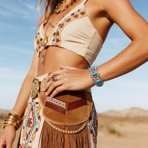 Western Bracelets for Women Trendy Country Concert Outfits Turquoise Bracelet Chain Cowboy Chic Boho Cowgirl Bracelet Jewelry3