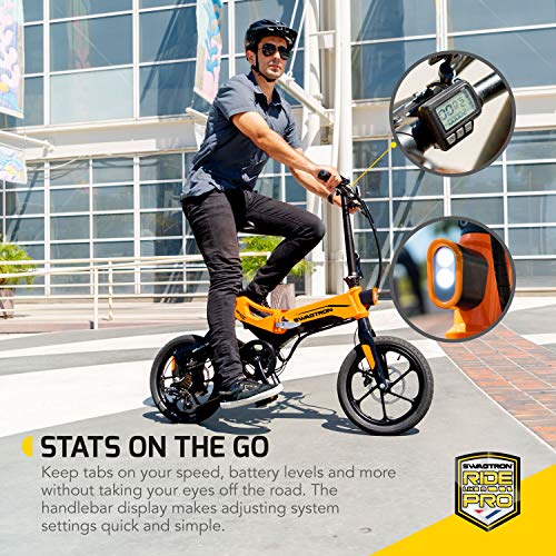 Swagtron Swagcycle Eb-7 Elite Plus Folding Electric Bike With Removable Battery, Orange/Black, 16" Wheels, 7-Speed #TOP5