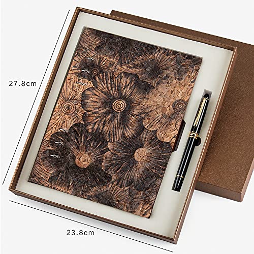 Gotocut Natural Color Retro Faux Leather Sheets,Thin Soft Cork Ribbon Fabric Suitable for Bags, Laptop Case, Packaging Material or DIY Crafts Set 9''x53'' (23cm x136cm) (Brown-Flower)
