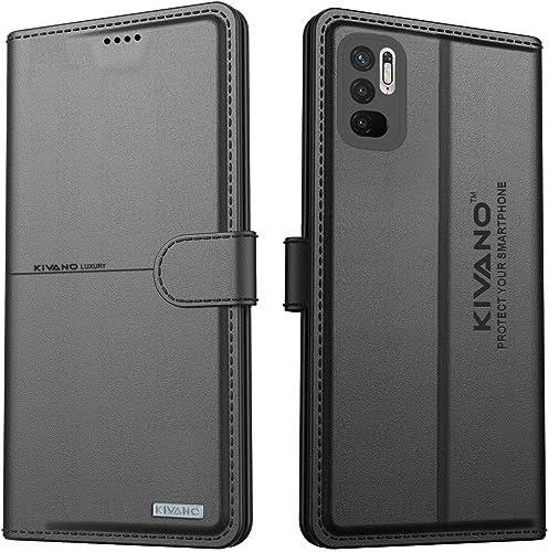 Image of KIVANO Compatible with Xiaomi Redmi Note 10T 5G / Poco M3 Pro 5G Flip Cover | Leather Finish | Inside Pockets & Inbuilt Stand | Shockproof Wallet Style Magnetic Closure Back Cover Case