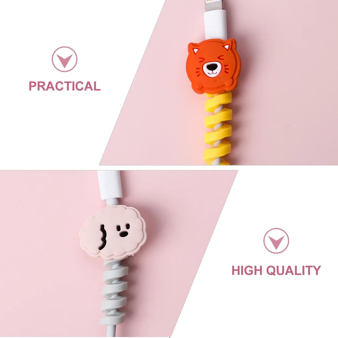 Set di 8 Proteggi Cavo Cellulare,Immagine di Animali, Protezione per Cavo di Ricarica USB, Compatibile con iPhone/Android