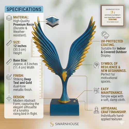 Image of Resin Eagle Wing Figurines Sculptures Home Decor Showpiece Feng Shui Vastu Eagle Wing Statue for Home Decor Showpiece (Multicolor) (Black)
