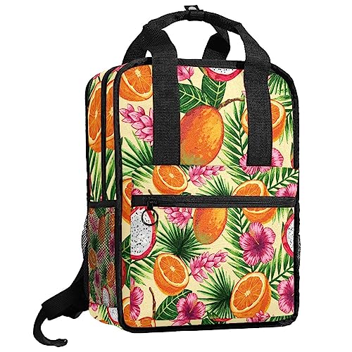 Sac à dos garçons motif dragon et fleurs orange multicolore