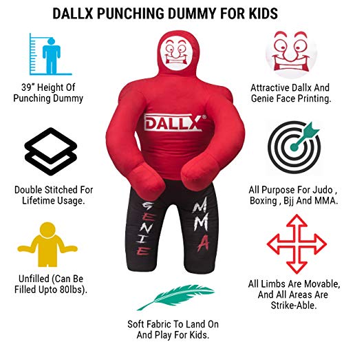 Dallx Sport Mma Grappling Dummy Bbj Punching Bag Brazilian Jiu Jitsu Wrestling Dummy Judo Karate Throwing Boxing Fighting Training Dummies For Kids - Unfilled(Red, 40") #TOP1