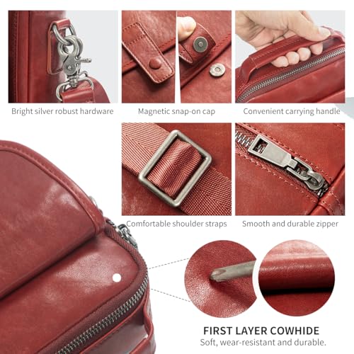 Image of Augus Genuine Leather Small Messenger Bag Crossbody