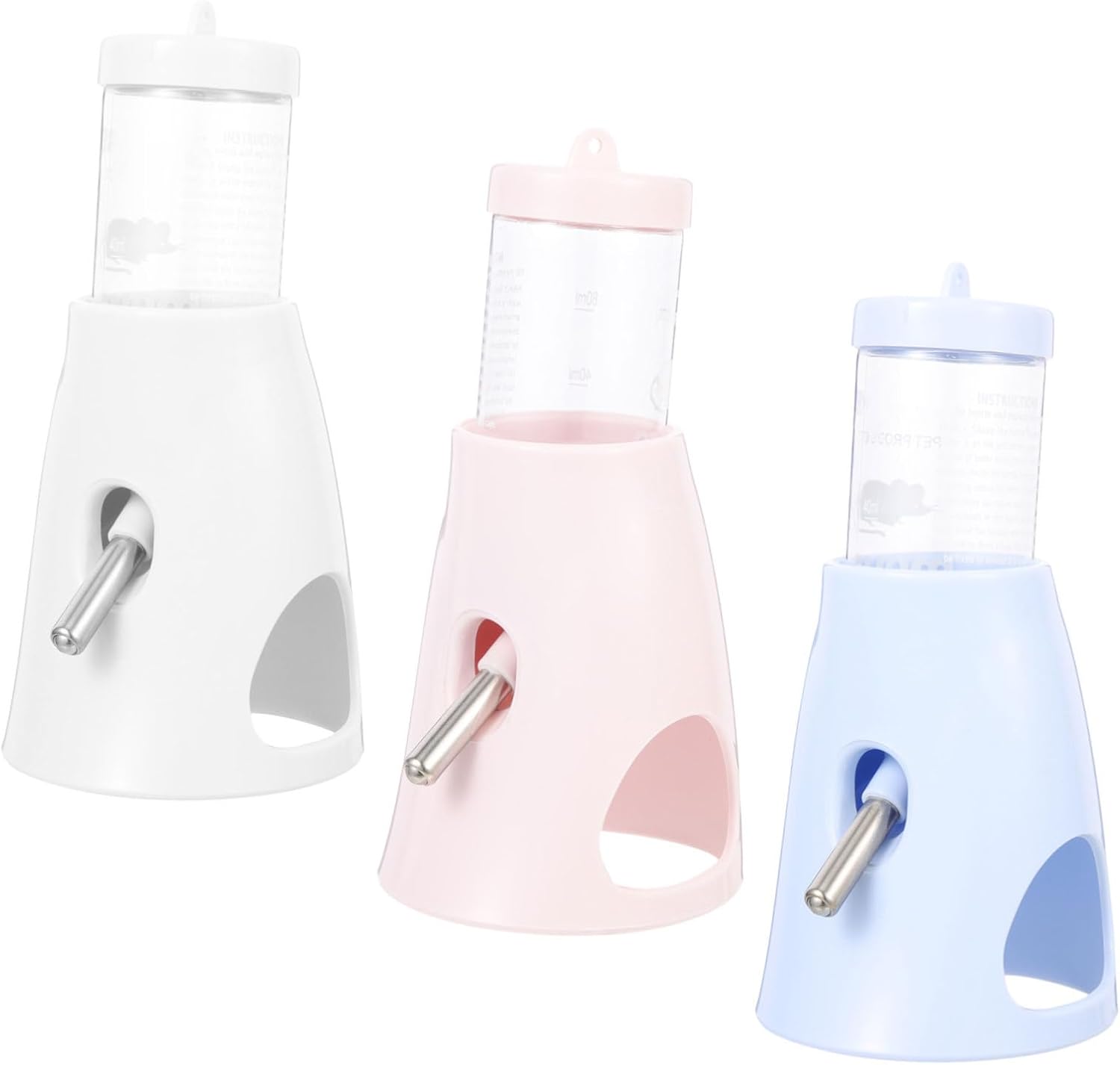 SUPVOX 3pcs Leakproof Hamster Water Bottle with Stand Rolling Bead Small Animal Drinking Dispenser for Hamsters Chinchillas Rabbits Squirrels Guinea Pigs Portable Hydration
