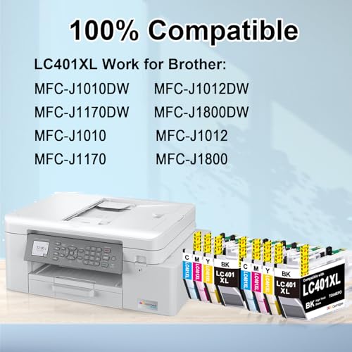 TOAIEPO High Yield LC401XL Ink Cartridges Compatible for Brother LC401 Cartridges Work with Brother MFC-J1010DW MFC-J1012DW MFC-J1170DW MFC-J1800DW, 8 Pack - Thumbnail 2