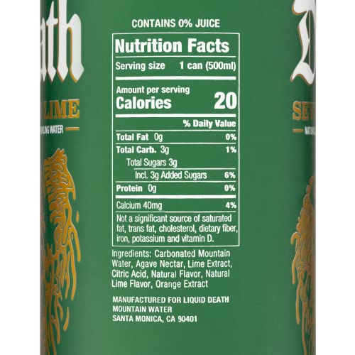 Liquid Death Flavored Sparkling Water With Agave, Severed Lime, 16.9 Oz Tallboys (12-Pack) #TOP4