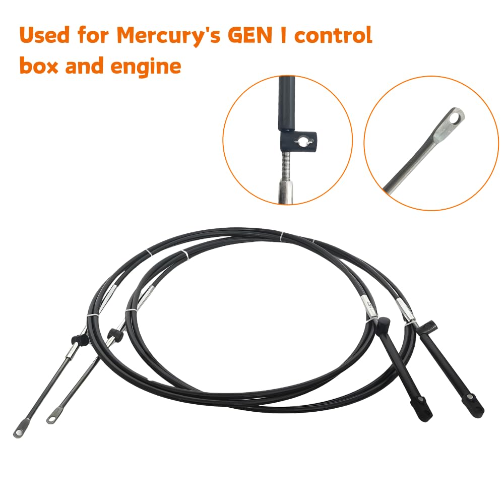 2 piezas de cable de acelerador para fueraborda marino 15 pies para cables de control Mercury gen 1, cables de acelerador y cambio
