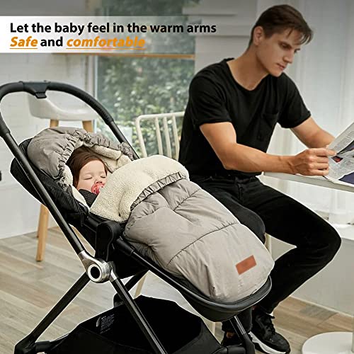 Image of LAT Baby Warm Bunting Bag Universal,Stroller Sleeping Bag Cold Weather,Waterproof Toddler Footmuff(Detachable,Grey)