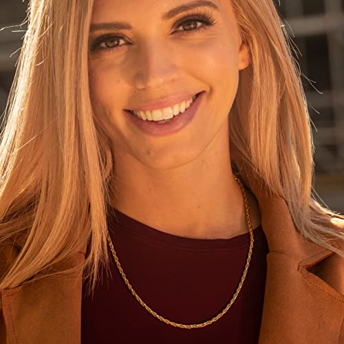 LIFETIME JEWELRY Twister Weave Chain Necklace for Women & Men 24k Real Gold Plated (2mm & 3mm)2