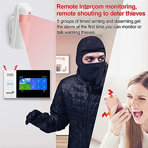 Home Security Alarm System - 4.3 Inch Touch Screen Panel - Diy Wireless Gsm Wifi Burglar Alarm System Kit With App - Compatible With Alexa & Google Assistant (No Monthly Fees) (2G+Wifi) #TOP3