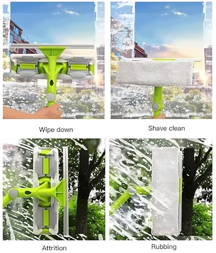 Image of Window Cleaning Glass Cleaner Wiper Mop | Long Handle Double Side Design for Floor Kitchen Bathroom and Solar Cleaner Panel Equipment (1Pcs)