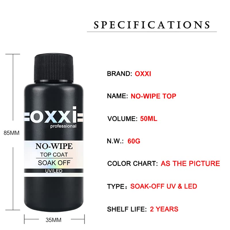 OXXI Professional Big Size 50ML No Wipe Top Coat Gel Nail Polish