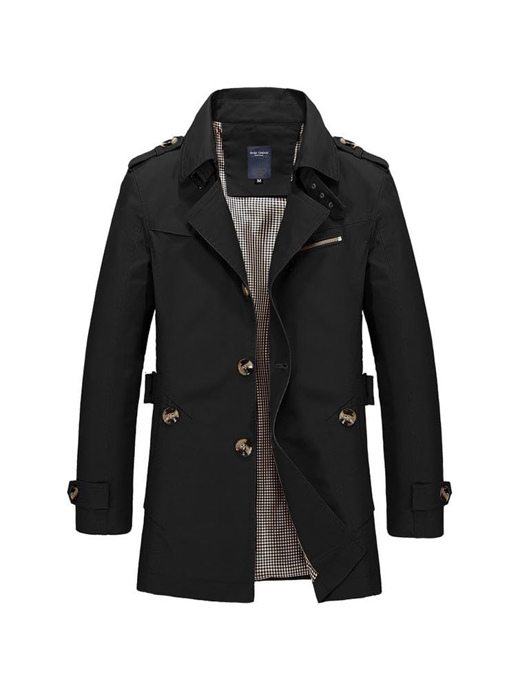 Trench Coat Uomo Lungo Casual Cappotto Slim Fit Business Parka Outwear Giacca Jacket Classico Soprabito a Maniche Lunghe Doppiopetto Elegante Trench Lungo da Uomo