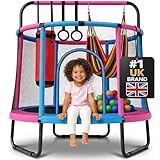 Happin® 55” Toddler Trampoline, Indoor & Outdoor, Ages 1-6, 5FT Kids, Ultra Safe Rebounder Trampoline for Kids with Safety Enclosure Net, Gifts for Toddler Boys & Girls