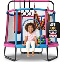 Happin® 55” Toddler Trampoline, Indoor & Outdoor, Ages 1-6, 5FT Kids, Ultra Safe Kids Trampoline with Safety Enclosure Net, Perfect for Toddler Boys & Girls