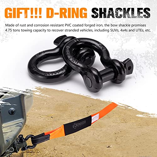 Bunker Indust Tow Strap Recovery Kit,3" X 20Ft 30,000 Lbs Heavy Duty Snatch Strap+Pair 3/4 D Ring Shackles + Bag,4Wd Off Road Accessories Winch Tree Saver Strap For Jeep Atv Utv Suv Truck(Orange) #TOP3