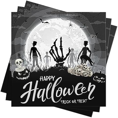 BUSCANDO 40Pcs Halloween Napkins with Skeletons Cover