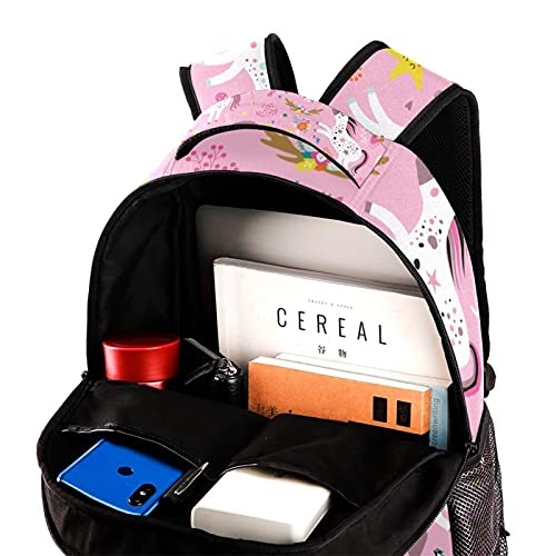 Sac à dos adorable licorne rose avec poches latérales d'école - 4