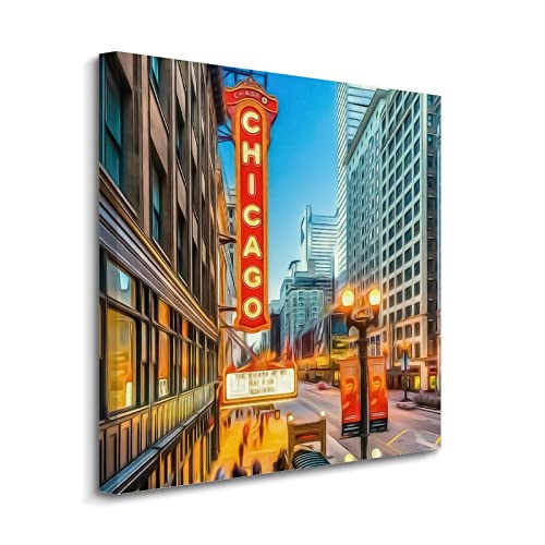 Peinture de paysage de Chicago 50x50 cm sur toile imprimée pour décoration