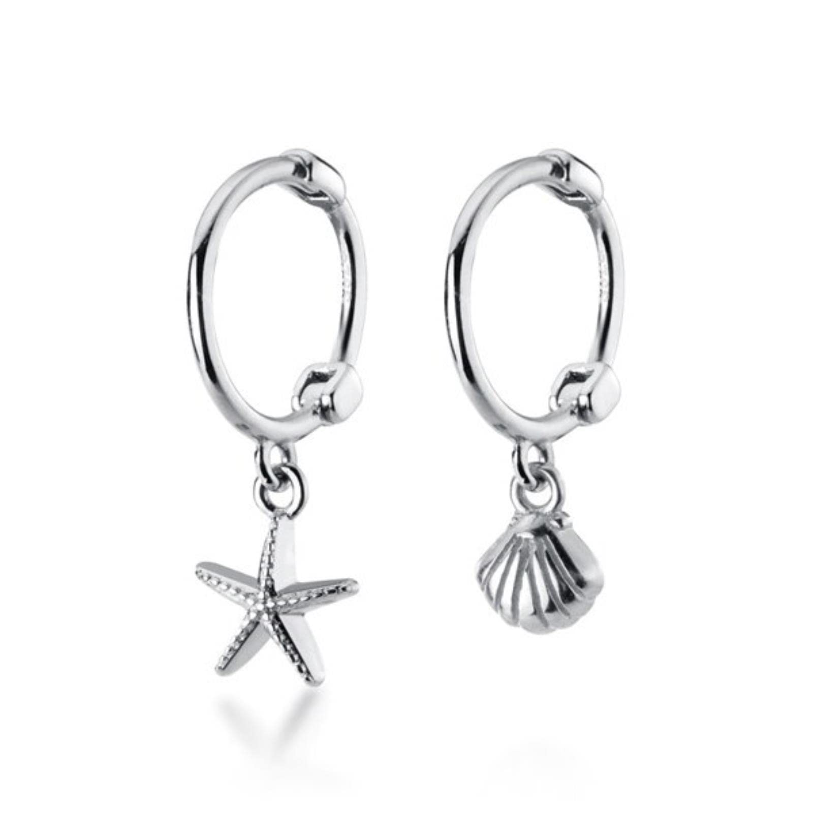 JFGCTYHXY Earrings, New 925 Sterling Silver Luxury Starfish Shell Asymmetric Hoop For Women Simple Wedding Fine Jewelry Gift