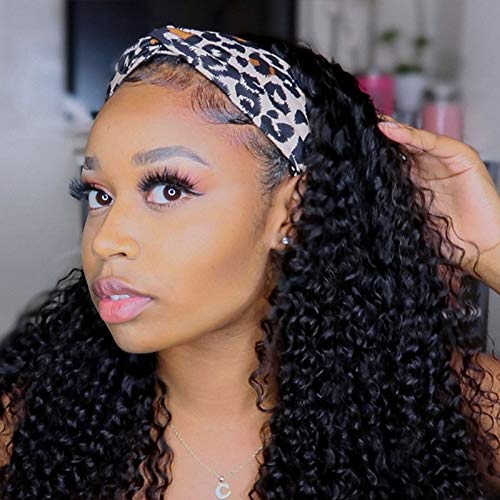 10AGrade Brazilian Hair Curly Headband Human Hair Wig Glueless None Lace Front Wigs 150% Density Machine Made Headband Wigs For Black women
