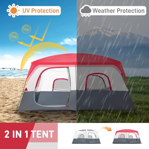 Carpa familiar tipo cabaña para camping 10 personas miniatura 3