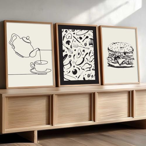 Image of HOTHOUSE Kitchen poster With Frame For Living Room Bed Room Hotel Wall Decor Digital Reprint engineered wood Set of 3 (10X13 inch)