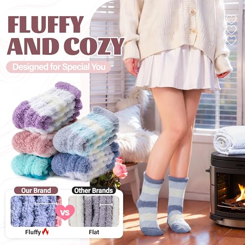 Image of Anlisim Fuzzy Socks for Women, Soft Comfy Cozy Fluffy Thick Winter Warm Fleece Slipper Socks
