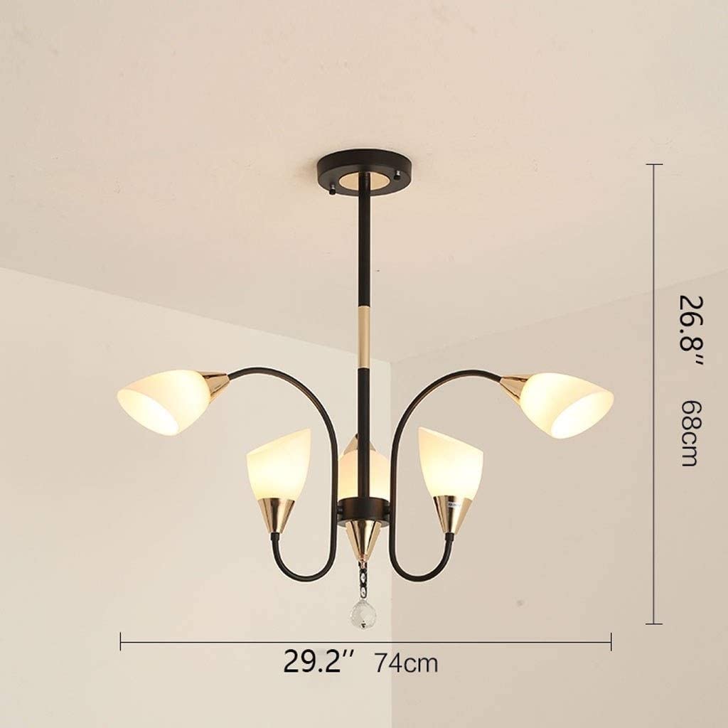 Lampa wisząca E14 kristallen kroonluchter, Scandinavische smeedijzeren LED-hanglamp, prachtige 6 helderglazen lampenkap hangende lampfitting voor slaapkamer Jasny