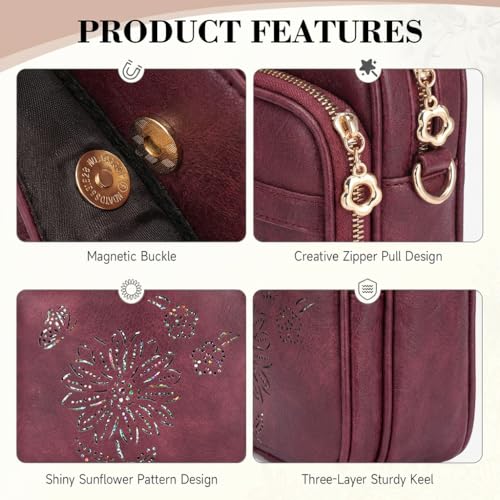 Image of Small Crossbody Bags for Women, RFID Phone Purse with Card Slots, Triple Compartments Lightweight Shoulder Bag