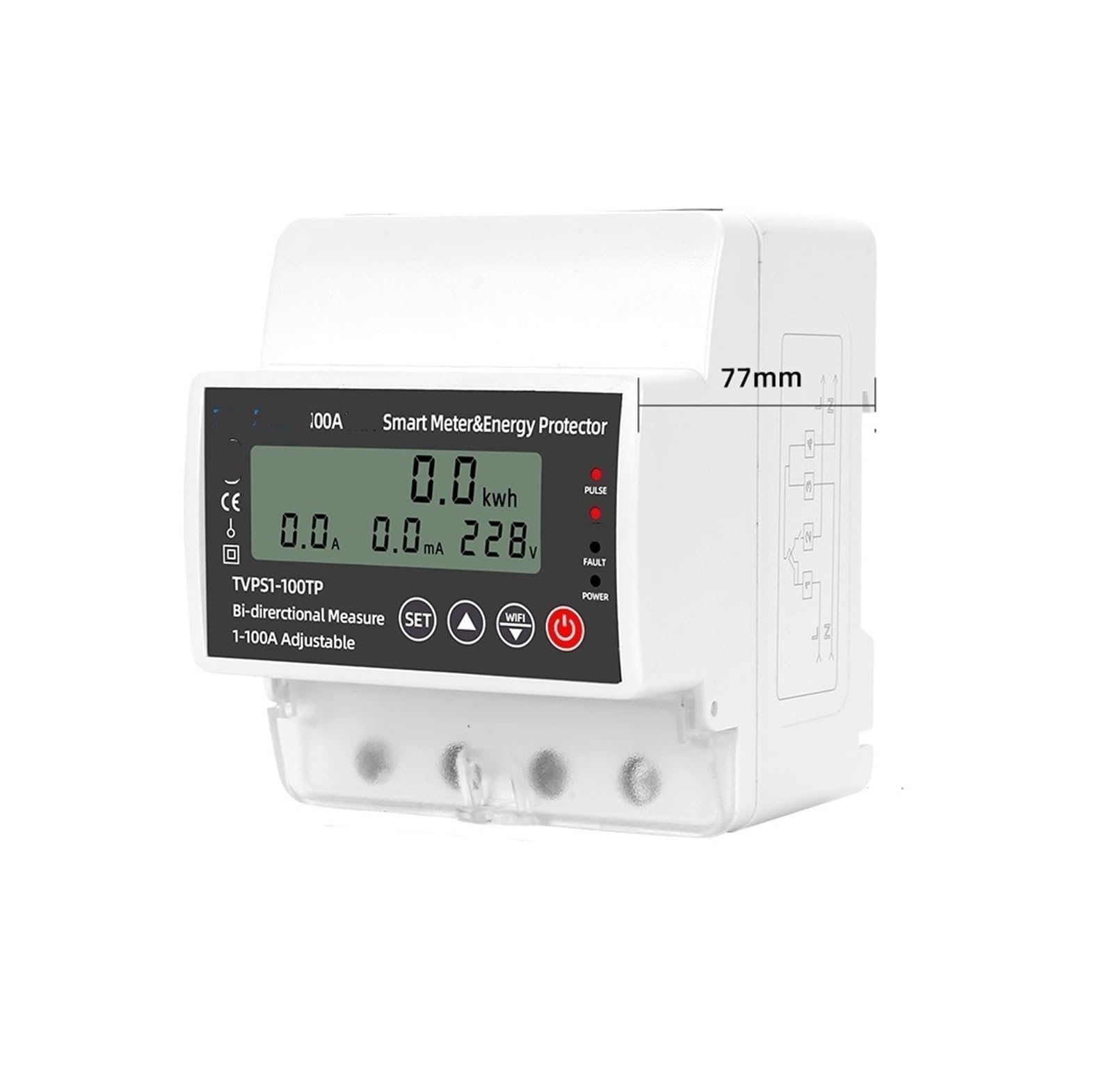 JNVFTCUX Intelligent Circuit Leakage overvoltage and undervoltage Protector Relay Switch Breaker Energy Power kilowatt-Hour(100A)