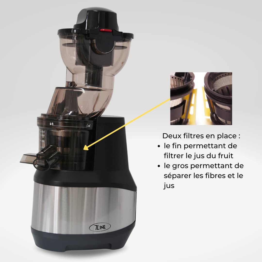Extracteur de jus/Centrifugeuse Professionnelle 7Line - Compatible avec tous les fruits et légumes - Noir brillant