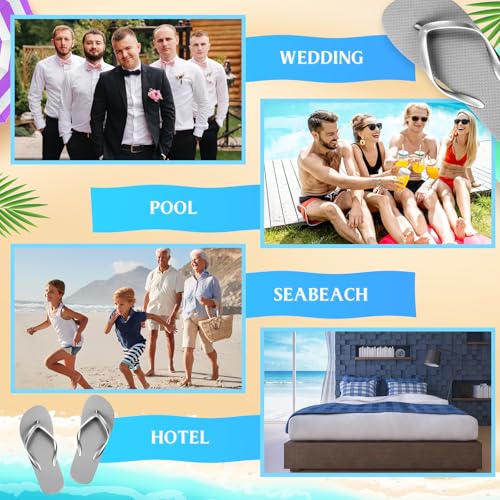 Image of Unittype Flip Flops Bulk for Wedding Guest Slippers Wedding Flip Flops with Cards Bags for Pool Beach Party