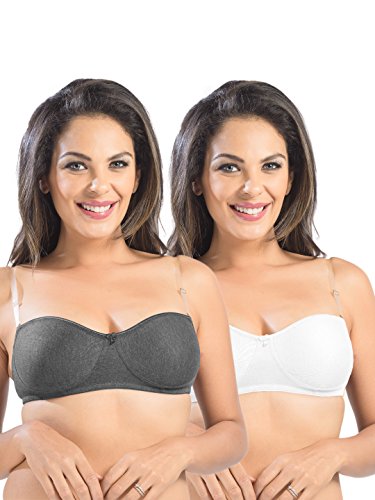 Image of SONARI Ell 18 Womens T-Shirt Bra | Double Layered, Adjustable and Removable Bra Straps, Hook and Eye Closure, Non-Wired, Soft Cotton Spandex Material (Free Transparent Straps)