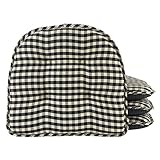 Klear Vu Tufted No Slip Dining Chair Pad Cushion, Set of 4, 4 Count (Pack of 1), Gingham Black