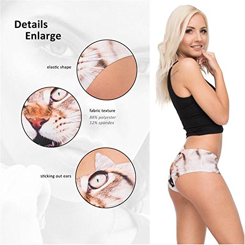 Image of JINKAIJIA Women's Flirty Sexy Funny Naughty 3D Printed Animal Tail Underwears Briefs Gifts With Cute Ears