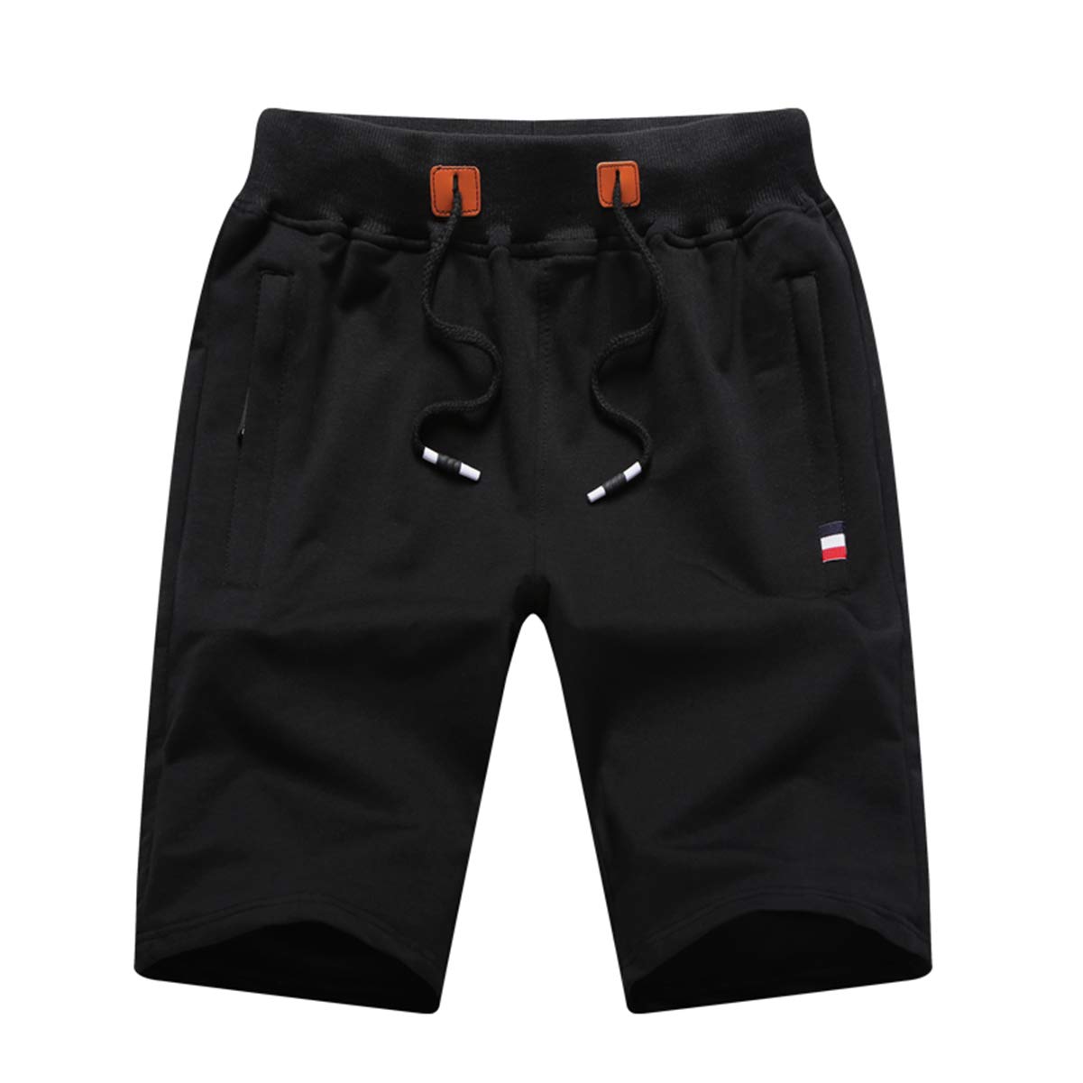 Big Boy's Casual Shorts Summer Cotton Classic Fit Elastic Waist Shorts with Zipper Pockets