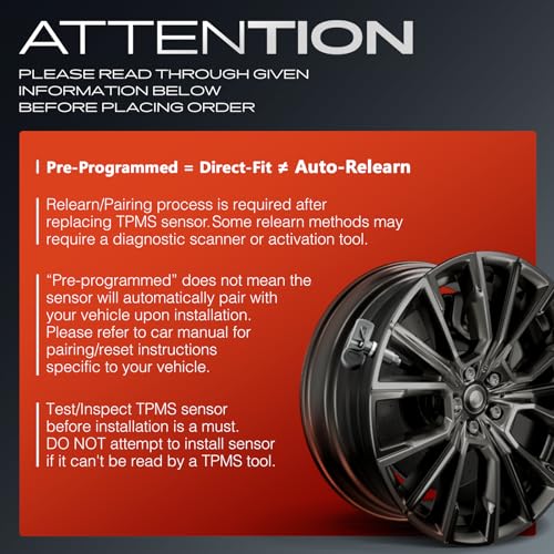 A-Premium 4PCS Pre-Programmed TPMS Sensor Tire Pressure Monitoring Sensor - Compatible with Chevy, GMC, Cadillac & Buick - Camaro, Cruze, Malibu, Silverado, Sierra, Terrain, Yukon, Lacrosse - 433MHz - Image 3