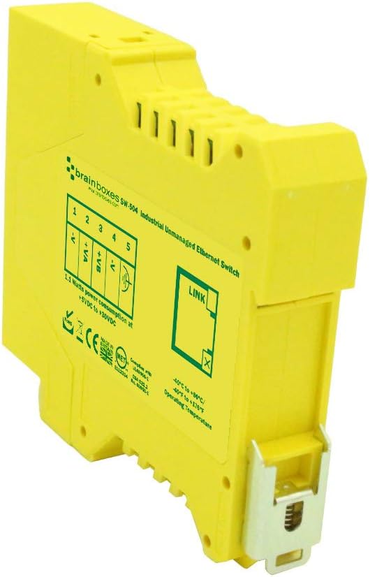 Brainboxes Switch - 4 Ports - DIN Rail mountable (SW-504)
