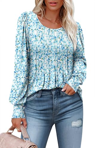 BETTE BOUTIK Long Sleeve Shirts for Women Fall Tops Dressy Blouses Crewneck Tunic Tops for Leggings S-3XL