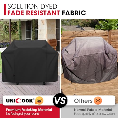 Image of Unicook Grill Cover Compatible with Weber Summit 400 Series, Heavy Duty Waterproof Outdoor BBQ Cover 64 Inch, All-Season Protection Barbecue Gas Grill Protector, Compared to Weber 7108